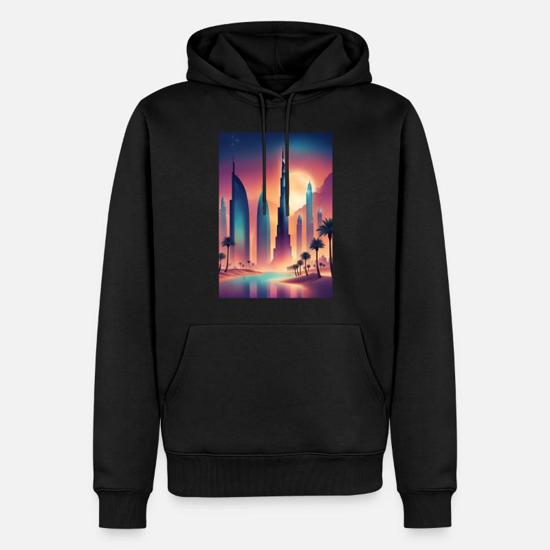 Buntes östliches Stadtbild - Männer Premium Bio Hoodie - Schwarz