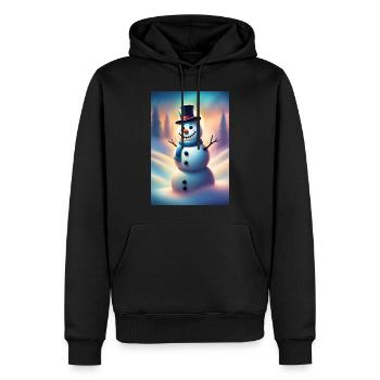 Bonhomme de neige hivernal heureux - Sweat à capuche Premium bio Homme - noir - Devant - Nico (187cm)