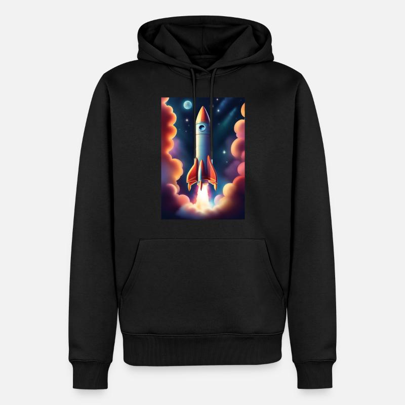 Fusée volant dans l’espace - Sweat à capuche Premium bio Homme - noir