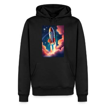 Fusée mignonne dans l’espace - Sweat à capuche Premium bio Homme - noir - Devant - Nico (187cm)