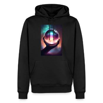 Magische Kristallkugel in der Hand - Männer Premium Bio Hoodie - Schwarz - Vorne - Nico (187cm)