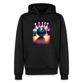 Design de t-shirt graphique de boule de bowling cool - Sweat à capuche Premium bio Homme - noir - Devant - Nico (187cm)