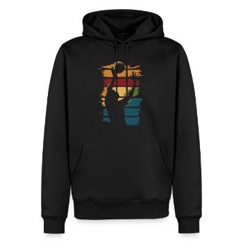 Volleyball Vintage Silhouette Volleyballspieler - Männer Premium Bio Hoodie - Schwarz - Vorne - Nico (187cm)