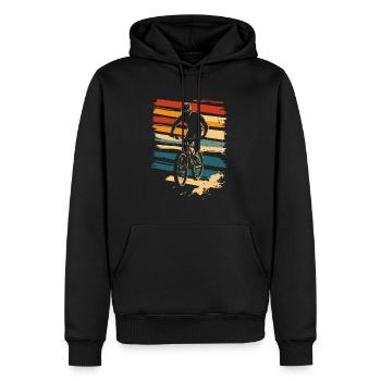 Mountainbiking Mountainbike Vintage - Männer Premium Bio Hoodie - Schwarz - Vorne - Nico (187cm)