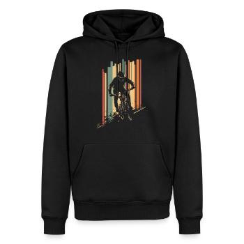 Mountainbiking Mountainbike Vintage - Männer Premium Bio Hoodie - Schwarz - Vorne - Nico (187cm)