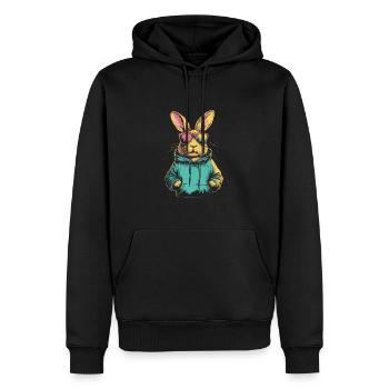 Hase mit Sonnenbrille vintage - Männer Premium Bio Hoodie - Schwarz - Vorne - Nico (187cm)