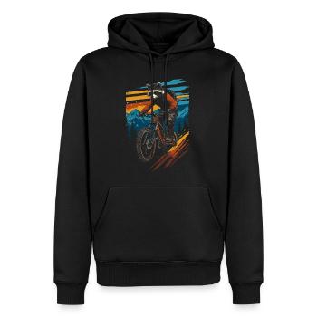 Balade en raton laveur VTT vintage - Sweat à capuche Premium bio Homme - noir - Devant - Nico (187cm)