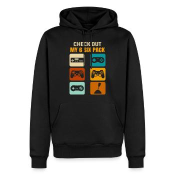 Gamer Gaming Check Out My 6 Six Pack - Men’s Premium Organic Hoodie - black - Front - Nico (187cm)