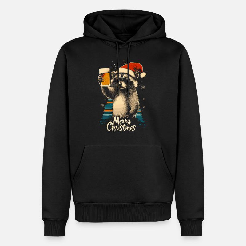 Weihnachten Bier Waschbär - Männer Premium Bio Hoodie - Schwarz