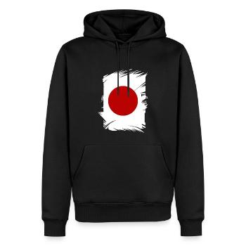 Drapeau du Japon utilisé Look Nihon Drapeau japonais - Sweat à capuche Premium bio Homme - noir - Devant - Nico (187cm)