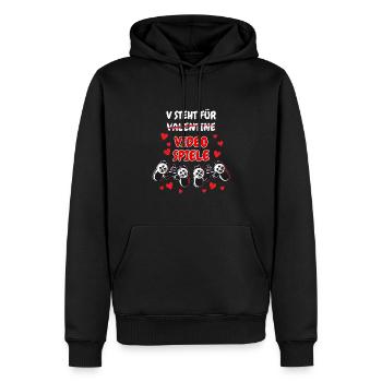 Anti Valentinstag T-Shirt Videogamer - Männer Premium Bio Hoodie - Schwarz - Vorne - Nico (187cm)