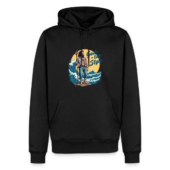 God Tier Style - Hipster Poseidon - Männer Premium Bio Hoodie - Schwarz - Vorne - Nico (187cm)