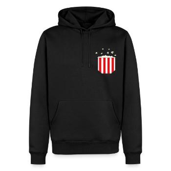 Brusttasche Popcorn Geschenk Idee - Männer Premium Bio Hoodie - Schwarz - Vorne - Nico (187cm)