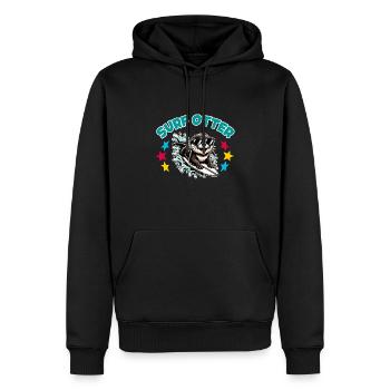 Drôle de loutre surfeuse avec des lunettes de soleil - Sweat à capuche Premium bio Homme - noir - Devant - Nico (187cm)