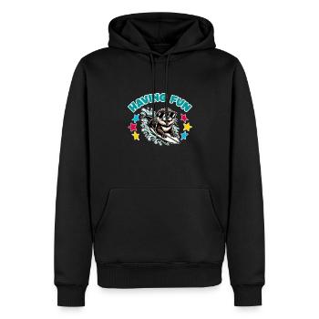 Drôle de loutre surfeuse avec des lunettes de soleil - Sweat à capuche Premium bio Homme - noir - Devant - Nico (187cm)