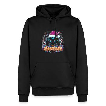 Manette de jeu de Noël - Sweat à capuche Premium bio Homme - noir - Devant - Nico (187cm)