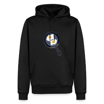 Œufs au plat - Sweat à capuche Premium bio Homme - noir - Devant - Nico (187cm)
