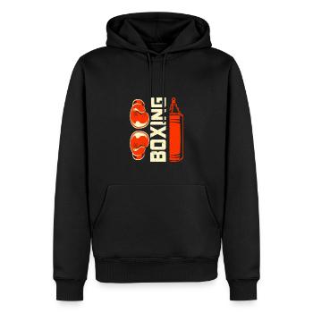 Boxen - Männer Premium Bio Hoodie - Schwarz - Vorne - Nico (187cm)