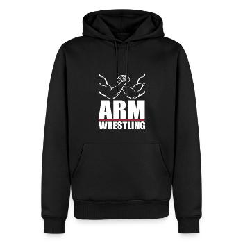 Armdrücken - Männer Premium Bio Hoodie - Schwarz - Vorne - Nico (187cm)