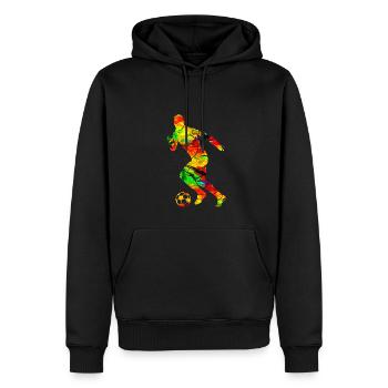 Footballeur - Sweat à capuche Premium bio Homme - noir - Devant - Nico (187cm)