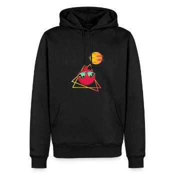 Granatapfel 80er Jahre - Männer Premium Bio Hoodie - Schwarz - Vorne - Nico (187cm)