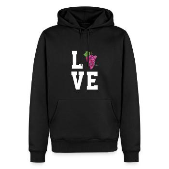 J’adore les raisins rouges - Sweat à capuche Premium bio Homme - noir - Devant - Nico (187cm)
