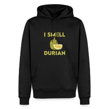 Je sens le durian - Sweat à capuche Premium bio Homme - noir - Devant - Nico (187cm)