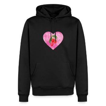 Litschi Herz - Männer Premium Bio Hoodie - Schwarz - Vorne - Nico (187cm)