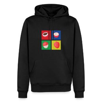 Litschi - Männer Premium Bio Hoodie - Schwarz - Vorne - Nico (187cm)