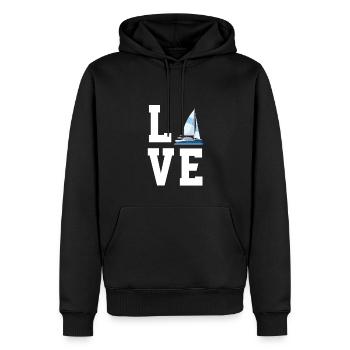 Katamaran - Männer Premium Bio Hoodie - Schwarz - Vorne - Nico (187cm)