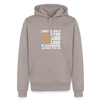 Amateurs de catamaran - Sweat à capuche Premium bio Homme - taupe - Devant - Nico (187cm)