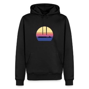 Lastkahn - Männer Premium Bio Hoodie - Schwarz - Vorne - Nico (187cm)