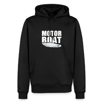 Motorboot - Männer Premium Bio Hoodie - Schwarz - Vorne - Nico (187cm)