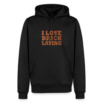 J’adore les maçons - Sweat à capuche Premium bio Homme - noir - Devant - Nico (187cm)
