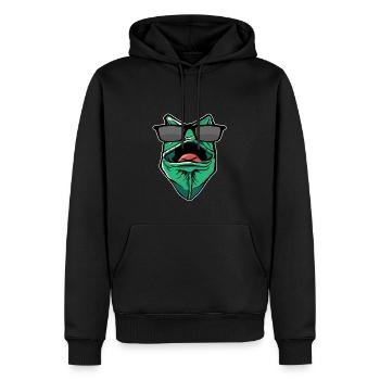 Drôle de gecko avec des lunettes de soleil - Sweat à capuche Premium bio Homme - noir - Devant - Nico (187cm)