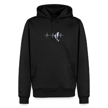 Beluga Wal Herzschlag - Männer Premium Bio Hoodie - Schwarz - Vorne - Nico (187cm)