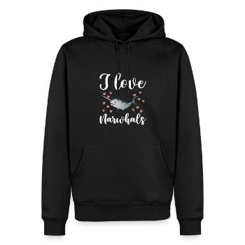 Ich Liebe Narwale - Männer Premium Bio Hoodie - Schwarz - Vorne - Nico (187cm)
