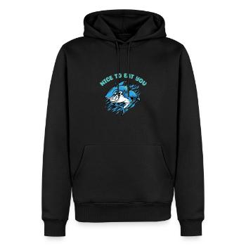 Drôle de jeu de mots avec requin - Sweat à capuche Premium bio Homme - noir - Devant - Nico (187cm)