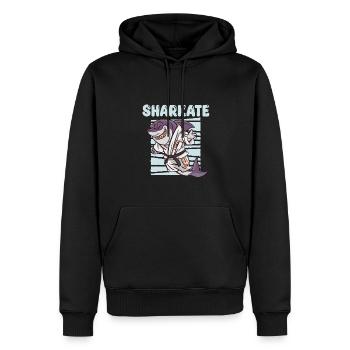 Sharkate Lustiger Karate-haifisch - Männer Premium Bio Hoodie - Schwarz - Vorne - Nico (187cm)