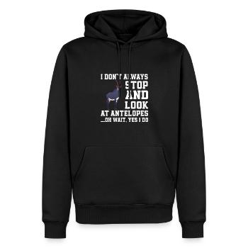 Drôle d’oryx Antilope Cadeau - Sweat à capuche Premium bio Homme - noir - Devant - Nico (187cm)