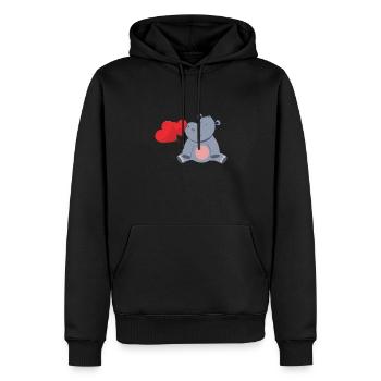 Hippopotame doux - Sweat à capuche Premium bio Homme - noir - Devant - Nico (187cm)