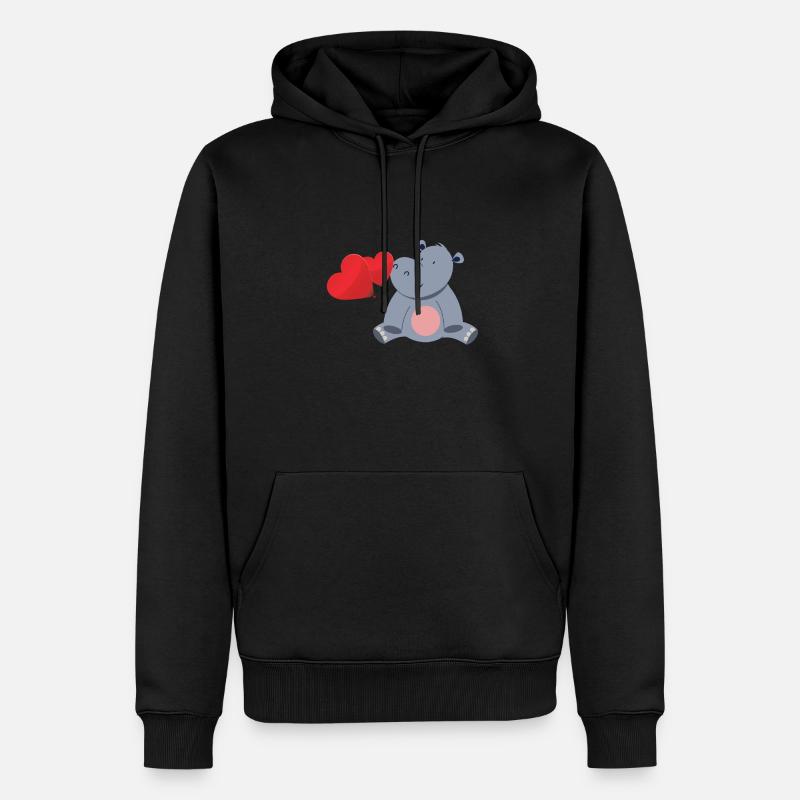 Süsses Nilpferd - Männer Premium Bio Hoodie - Schwarz
