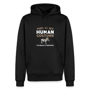 Lustiges Warzenschwein Menschenkostüm - Männer Premium Bio Hoodie - Schwarz - Vorne - Nico (187cm)