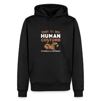 Capybara Costume Humain - Sweat à capuche Premium bio Homme - noir - Devant - Nico (187cm)