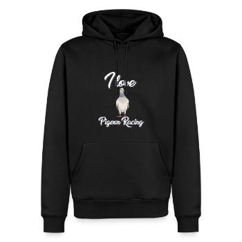 J’adore les courses de pigeons - Sweat à capuche Premium bio Homme - noir - Devant - Nico (187cm)