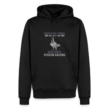 Course de pigeons pour hommes - Sweat à capuche Premium bio Homme - noir - Devant - Nico (187cm)