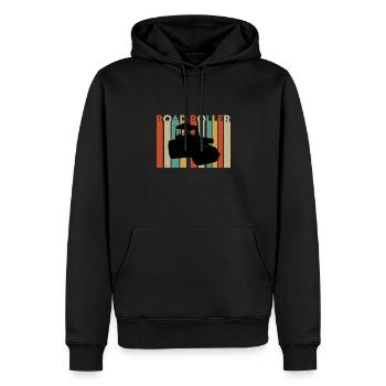 Retro Walze Strassenbau - Männer Premium Bio Hoodie - Schwarz - Vorne - Nico (187cm)