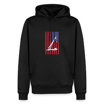 USA Crane - Men’s Premium Organic Hoodie - black - Front - Nico (187cm)
