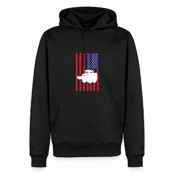 Kompaktlader Mit USA Fahne - Männer Premium Bio Hoodie - Schwarz - Vorne - Nico (187cm)