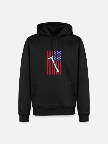 USA Flag Construction Workers - Men’s Premium Organic Hoodie - black